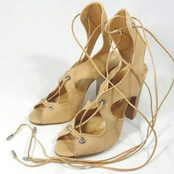 NEW- Schutz Nubuck Ankle Wrap Heels - Picture 4 of 6